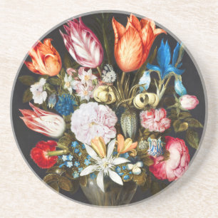 Vintage Blume in einem Glas von Ambrosius Bosschae Getränkeuntersetzer
