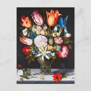 Vintage Blume in einem Glas von Ambrosius Bosschae Postkarte