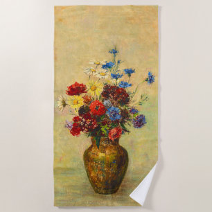 Vintage Blume in einer Vase (1910) von Odilon Redo Strandtuch