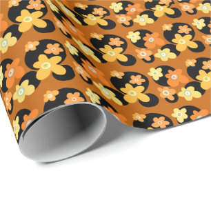 Vintage Blume in Orange und Gelb Geschenkpapier