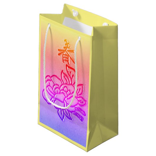 Vintage Blume in Rosa Kleine Geschenktüte (Vorderseite Schrägansicht)