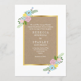 Vintage Blume in Rosa und Aqua, Hochzeit von Kraft Einladung