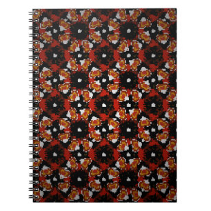 Vintage Blume in Rot, Braun und Rot Notizblock