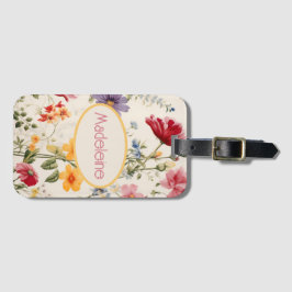 Vintage Blume in sanften Farben mit Namen Gepäckanhänger