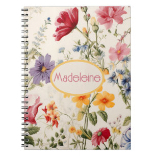 Vintage Blume in sanften Farben mit Namen Notizblock