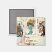 Vintage Blume in Stiefeln Magnet (Vorderseite/Rückseite)