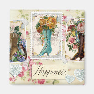 Vintage Blume in Stiefeln Magnet