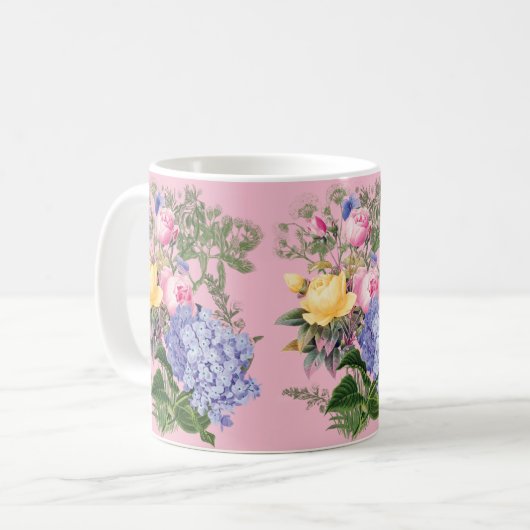 Vintage Blume Kaffeepause Tasse (Vorderseite Links)