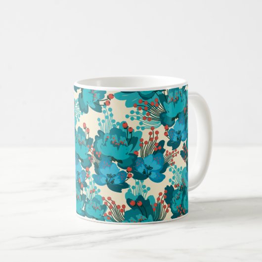 Vintage Blume Kaffeetasse (VorderseiteRechts)