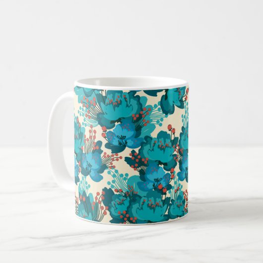 Vintage Blume Kaffeetasse (Vorderseite Links)
