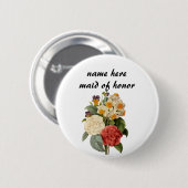 Vintage Blume, Kamelien und Narzissen, Redoute Button (Vorne & Hinten)