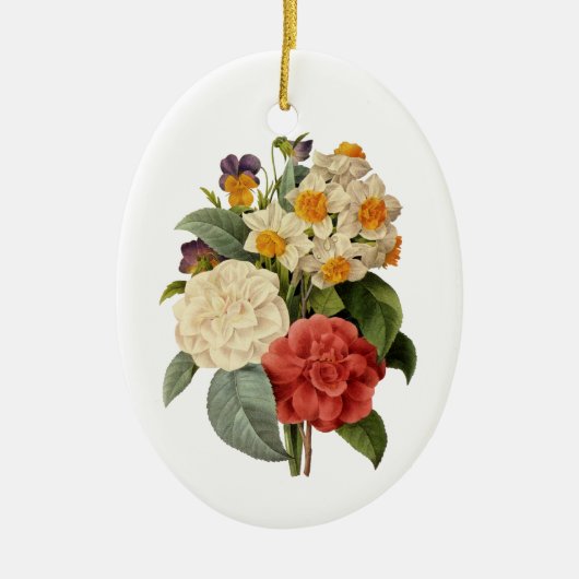 Vintage Blume, Kamelien und Narzissen, Redoute Keramikornament (Vorne)