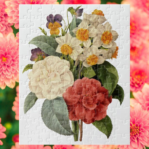 Vintage Blume, Kamelien und Narzissen, Redoute Puzzle