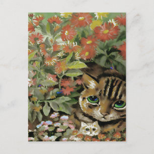 Vintage Blume Katzen Postkarte