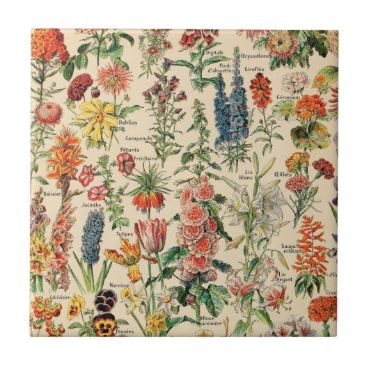 Vintage Blume Keramik Tile Fliese (Vorderseite)