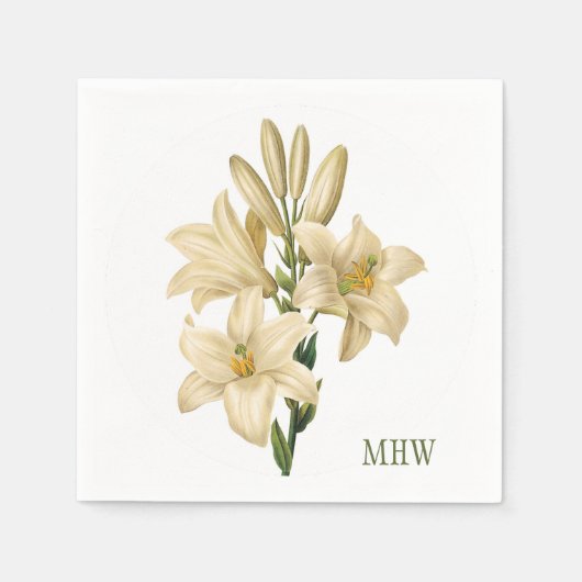 Vintage Blume, kundenspezifische Monogramm-Papiers Serviette (Vorderseite)