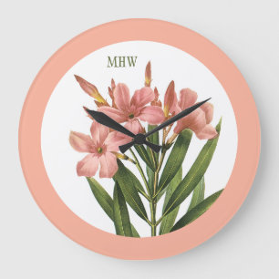Vintage Blume kundenspezifische Monogramm-Wanduhr Große Wanduhr