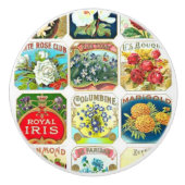 Vintage Blume Labels Keramik Knoblauch Keramikknauf (Vorderseite)