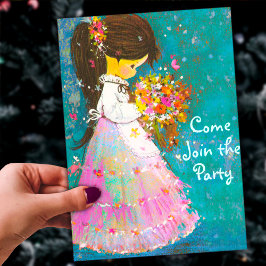 Vintage Blume Mädchen Weihnachten Neujahr Party Einladung