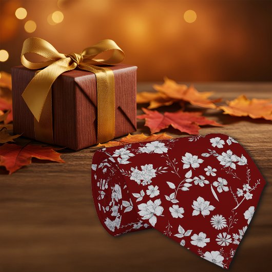 Vintage Blume Maroon Personalize Initial Krawatte