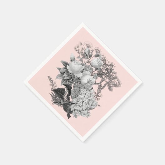 Vintage Blume mit Dusty Pink Serviette (Ecke)