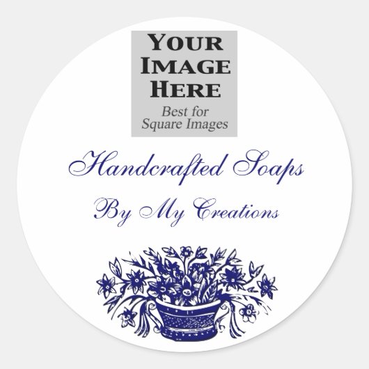 Vintage Blume mit Ihrem Logo Runder Aufkleber (Vorderseite)