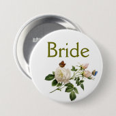 Vintage Blume mit Rosa Braut oder Bräutigam Button (Vorne & Hinten)