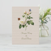 Vintage Blume mit Rosa Rose Save the Date (Stehend Vorderseite)