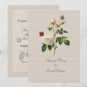 Vintage Blume mit Rosa Rose Save the Date (Vorne/Hinten)