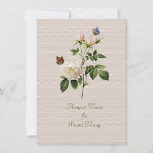 Vintage Blume mit Rosa Rose Save the Date
