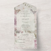 Vintage Blume mit Schmetterling All In One Einladung (Innen Boden)