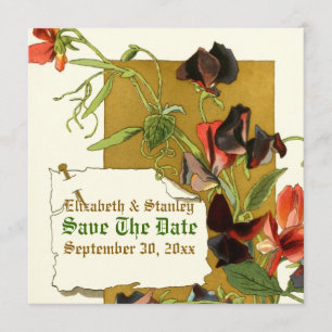 Vintage Blume mit Süßpfirsichen Save The Date