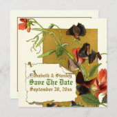 Vintage Blume mit Süßpfirsichen Save The Date (Vorne/Hinten)