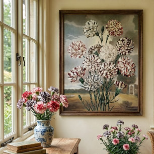 Vintage Blume mit variierter Narbenkarnation mit g Poster