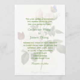 Vintage Blume mit weißer Rose Christlich Einladung