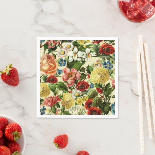 Vintage Blume Monogramm Blumenland Serviette (Beispiel)