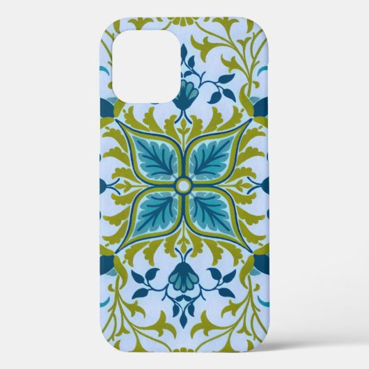 Vintage Blume Muster Aqua und Green Phone Case (Rückseite)