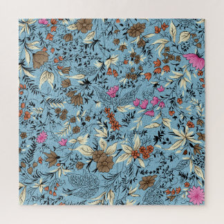 Vintage Blume Muster, blauer Hintergrund. Puzzle