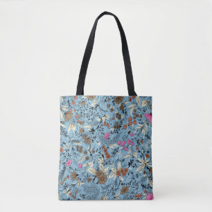 Vintage Blume Muster, blauer Hintergrund. Tasche