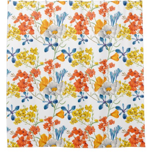 Vintage Blume Muster Duschvorhang (Vorderseite)