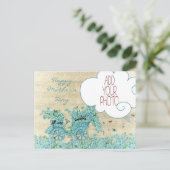 Vintage Blume - Muttertag glücklich Postkarte (Stehend Vorderseite)