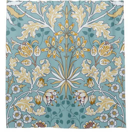 Vintage Blume, nahtlos blaue Blattspalte Duschvorhang (Vorderseite)