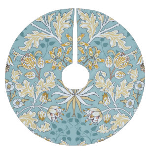 Vintage Blume, nahtlos blaue Blattspalte Polyester Weihnachtsbaumdecke