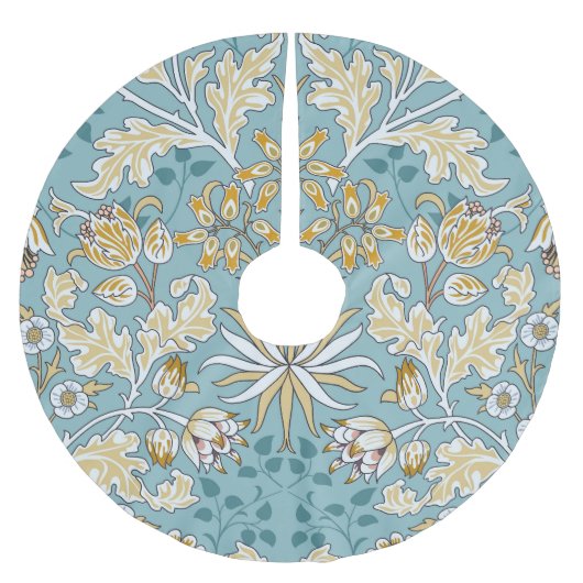 Vintage Blume, nahtlos blaue Blattspalte Polyester Weihnachtsbaumdecke (Vorderseite)
