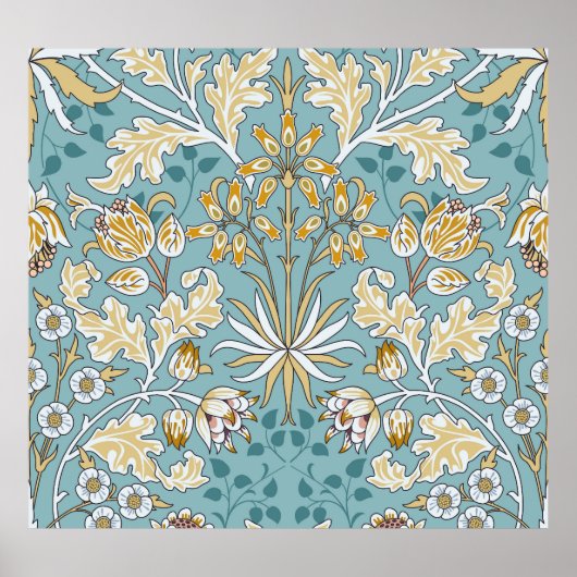 Vintage Blume, nahtlos blaue Blattspalte Poster (Vorne)