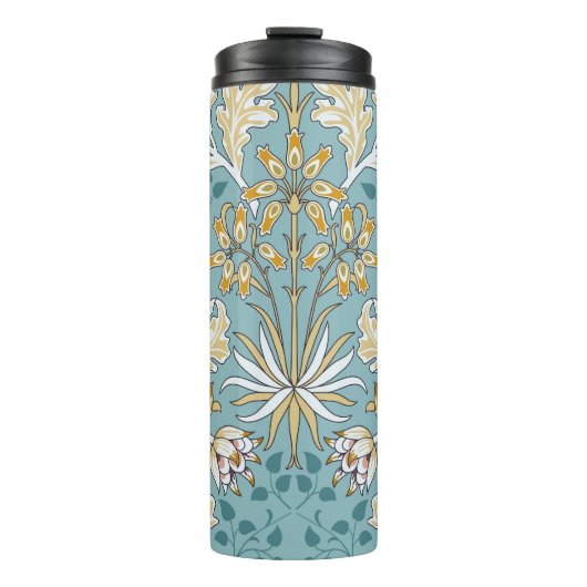 Vintage Blume, nahtlos blaue Blattspalte Thermosbecher (Vorderseite)