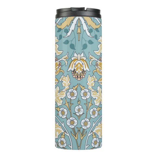 Vintage Blume, nahtlos blaue Blattspalte Thermosbecher (Rückseite)