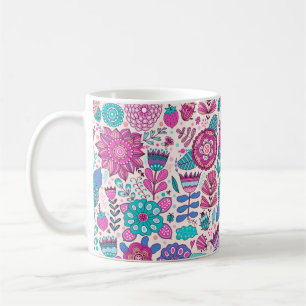 Vintage Blume Nahtlose botanische Struktur,  Kaffeetasse