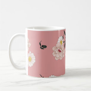 Vintage Blume nahtlose Muster auf rosa Hintergrund Kaffeetasse