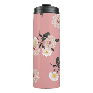 Vintage Blume nahtlose Muster auf rosa Hintergrund Thermosbecher